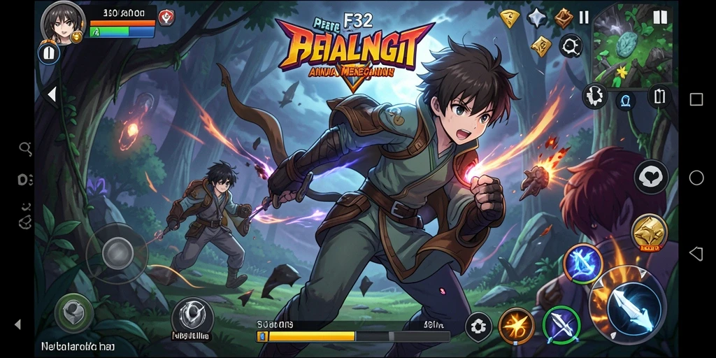 Screenshot F32 menampilkan pemainan karakter Anime dalam aksi epik.
