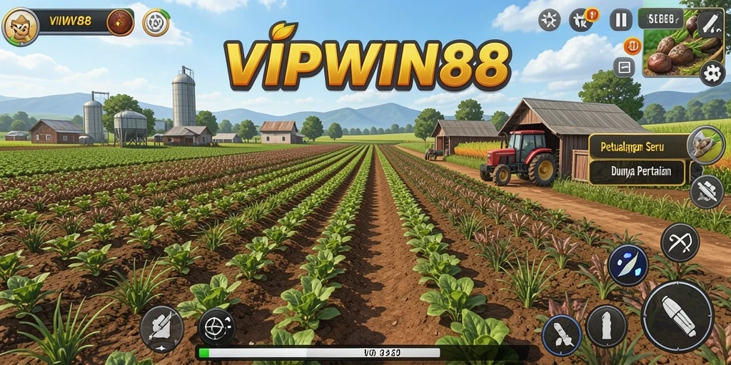Tampilan menarik dari gameplay <strong>VIPWIN88</strong> dengan suasana pertanian yang ceria.