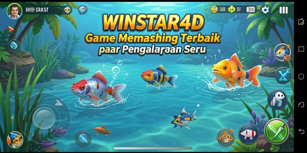 Tampilan gameplay WINSTAR4D yang seru saat memancing.